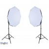 Continu studio verlichting set - 2x lamp met softbox ø65cm, 8x 36W fluorescentielamp, 2x statief 190cm - illuStar