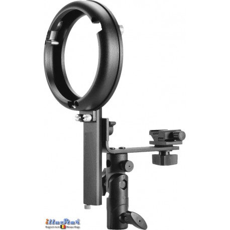 SLBCNBS - Cameraflitserhouder type L met Flitsschoen (Canon/Nikon) voor Bowens-S koppeling - illuStar