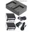BATK2F960 - 2x NP-F960 Li-ion batterijen 7200mAh (51,8Wh) + Dubbele batterijlader met auto adapter 12V en voedingsadapter 220V