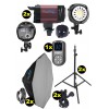 LED studio verlichting set - 2x LEDB-1000 100W Led studiolamp, Digitaal, 2x statief 195cm, 2x Softbox octogonaal ø80cm, 1xWR-L99