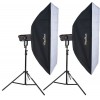 Kit Flash de Studio Photo - 2x FX-1200-PRO 1200 Ws Affichage numériqe, 2x trépied 250cm, 2x softbox 80x120cm - elfo