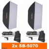 Flitsset - 2x FS-300DR 300 Ws Digitaal display, 2x statief 195cm, 2x Softbox 50x70cm, 1x RT-604T - illuStar