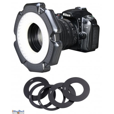 Lampe annulaire (Ring) LED 10W pour caméra Vidéo & Photo - LEDR-10W - 5500°K - 1200 lm - Pour 6 batteries AA - illuStar