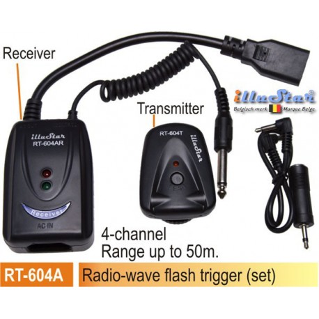 RT604A - Radio wave flitsontspanner kit - 4-kanaals zender + ontvanger (220V netvoeding) - illuStar