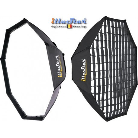 SB120HCA144 - Softbox 2in1, ø120cm Octogonaal met Diffusor & Honingraatrooster - Opvouwbaar - inclusief tas - illuStar