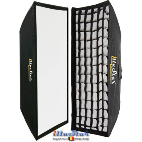 SB35160HCA144 - Softbox 2in1 - 35x160cm met Diffusor & Honingraatrooster, 360° draaibaar, Opvouwbaar,  inclusief tas - illuStar