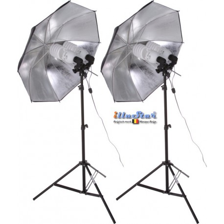 SET-FLT4-105 - Studio Kit (33600 lm) 4x 105W Daylight Fluorecent lamp, 2x light stand 190cm, 2x Umbrella Silver ø84cm SET-FLT4-105 - Studio Kit (33600 lm) 4x 105W Daylight Fluorecent lamp, 2x light stand 190cm, 2x Umbrella Silver ø84cm