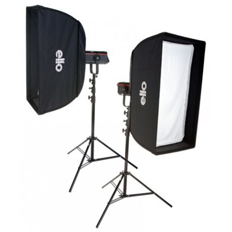 Studioflitsset - QUANT-1200-PRO & QUANT-600-PRO, 2x statief 250cm, elfo softbox 60x130cm & octogonaal ø140cm - elfo